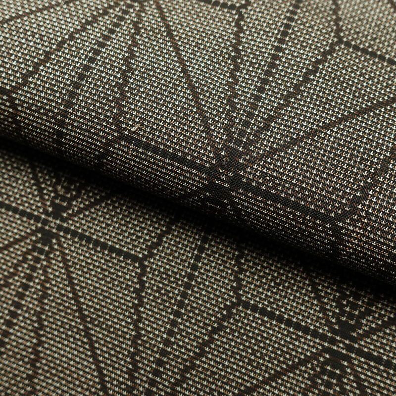 大島紬 良品 証紙なし 正絹 麻の葉柄 袷仕立て 身丈164.5cm 裄丈66.5cm 着物 茶_画像20