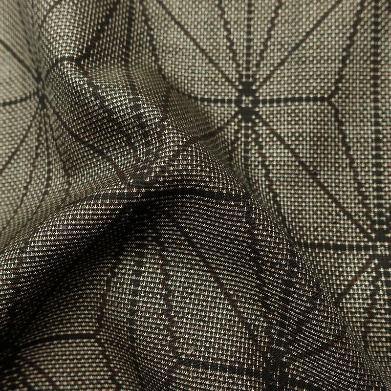 大島紬 良品 証紙なし 正絹 麻の葉柄 袷仕立て 身丈164.5cm 裄丈66.5cm 着物 茶_画像21