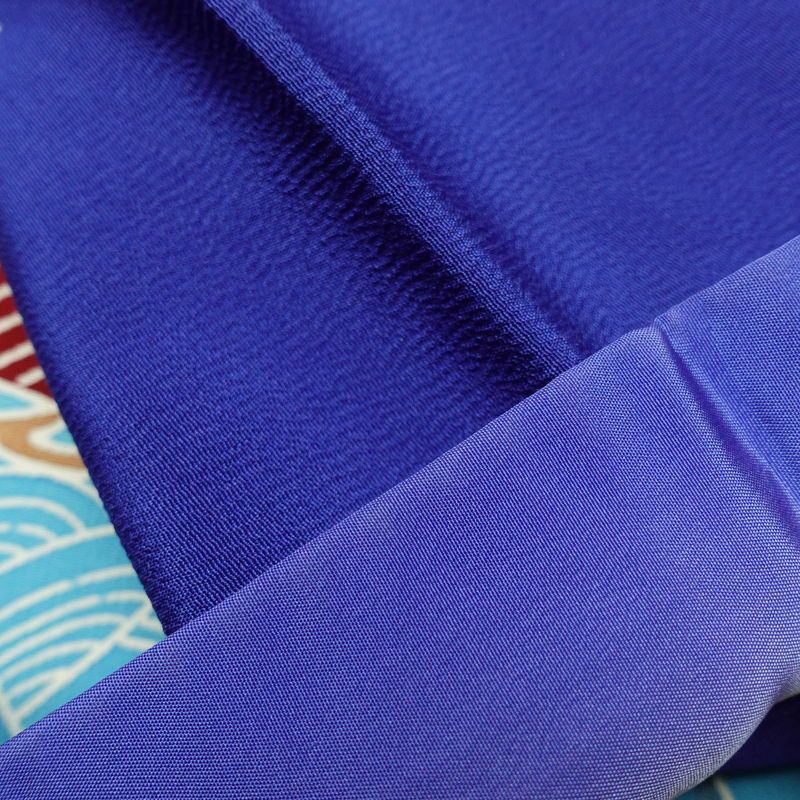 振袖 縮緬 正絹 古典柄 袷仕立て 身丈166.5cm 裄丈66.5cm フォーマル 着物 成人式 二十歳 青・紺_画像16