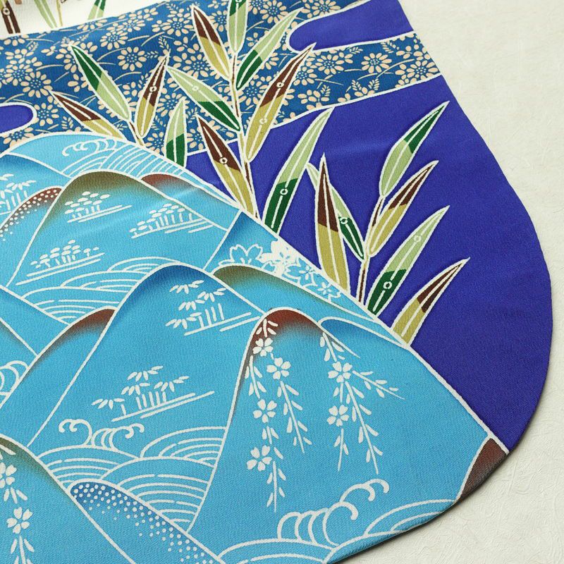 振袖 縮緬 正絹 古典柄 袷仕立て 身丈166.5cm 裄丈66.5cm フォーマル 着物 成人式 二十歳 青・紺_画像17