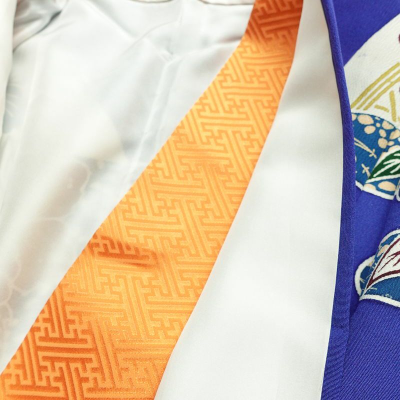 振袖 縮緬 正絹 古典柄 袷仕立て 身丈166.5cm 裄丈66.5cm フォーマル 着物 成人式 二十歳 青・紺_画像21