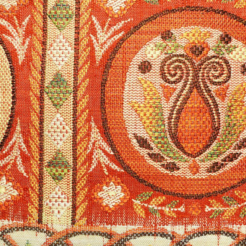 名古屋帯 太鼓柄 良品 正絹 幾何学柄・抽象柄 松葉仕立て 帯 紬地 白_画像2