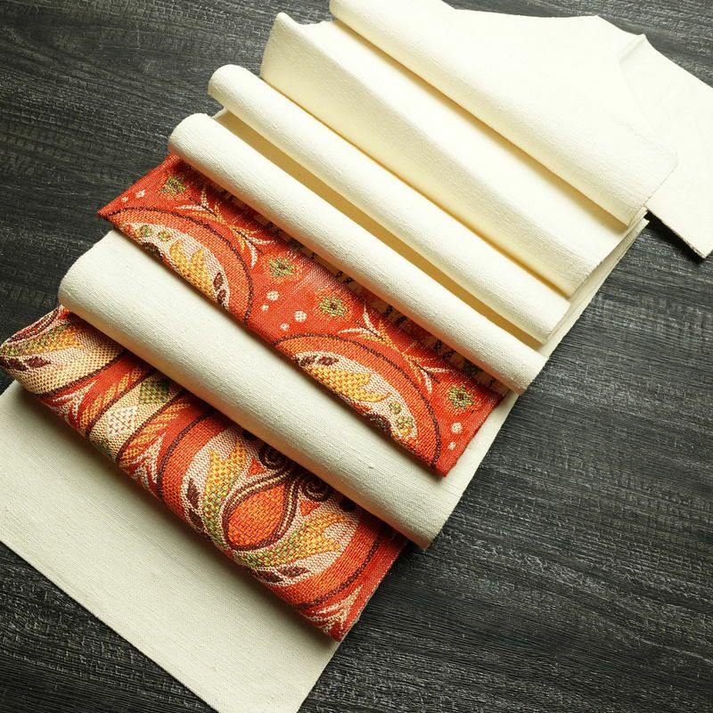 名古屋帯 太鼓柄 良品 正絹 幾何学柄・抽象柄 松葉仕立て 帯 紬地 白_画像19