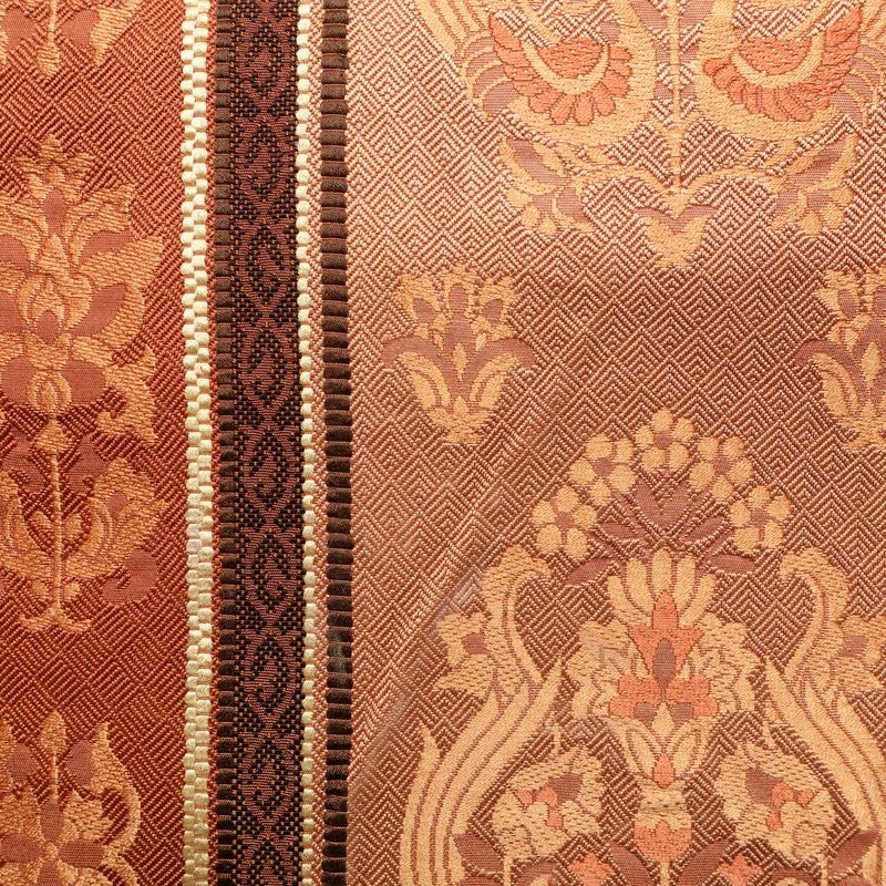 名古屋帯 六通柄 正絹 幾何学柄・抽象柄 松葉仕立て 帯 茶_画像2