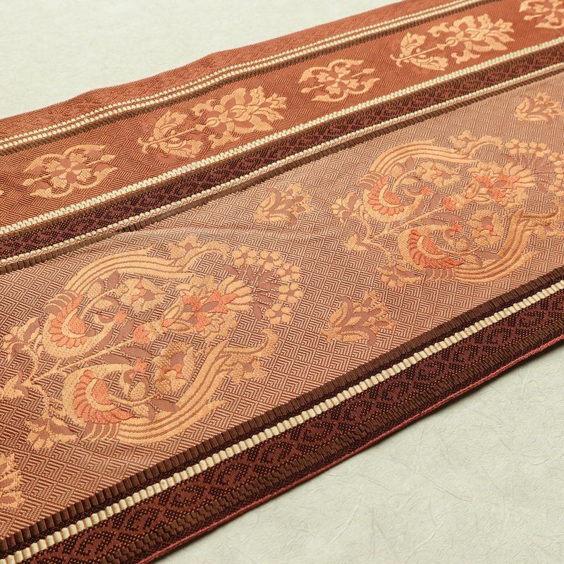 名古屋帯 六通柄 正絹 幾何学柄・抽象柄 松葉仕立て 帯 茶_画像10