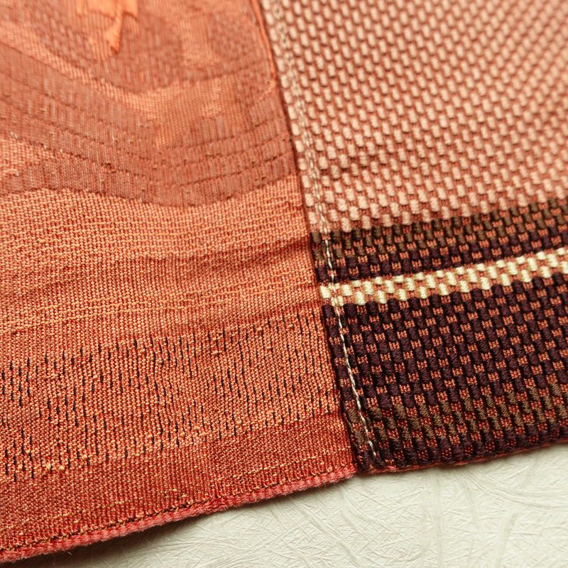 名古屋帯 六通柄 正絹 幾何学柄・抽象柄 松葉仕立て 帯 茶_画像19