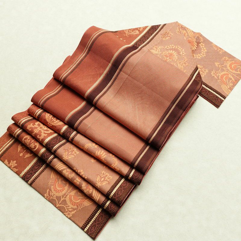 名古屋帯 六通柄 正絹 幾何学柄・抽象柄 松葉仕立て 帯 茶_画像20