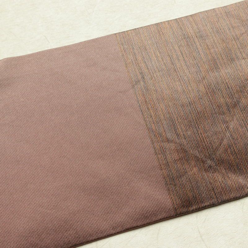 名古屋帯 太鼓柄 良品 正絹 木の葉・植物柄 名古屋仕立て 帯 小豆・エンジ_画像15