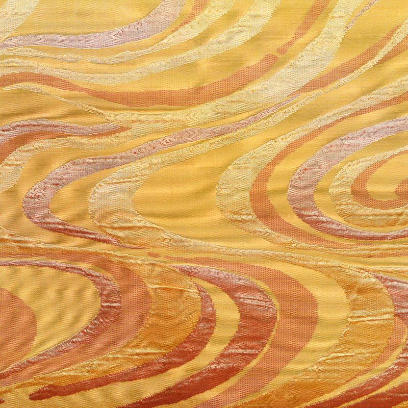 名古屋帯 六通柄 正絹 流水・波柄 名古屋仕立て 帯 橙_画像2