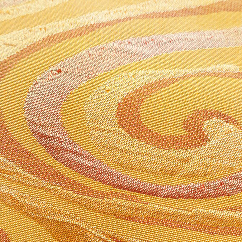 名古屋帯 六通柄 正絹 流水・波柄 名古屋仕立て 帯 橙_画像3