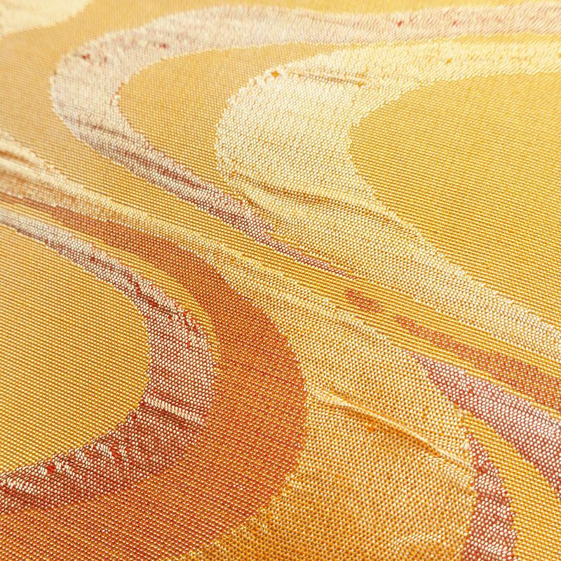 名古屋帯 六通柄 正絹 流水・波柄 名古屋仕立て 帯 橙_画像5