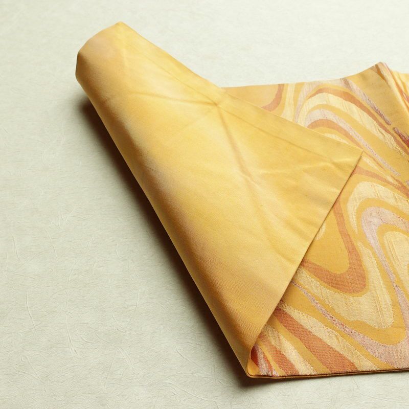 名古屋帯 六通柄 正絹 流水・波柄 名古屋仕立て 帯 橙_画像8