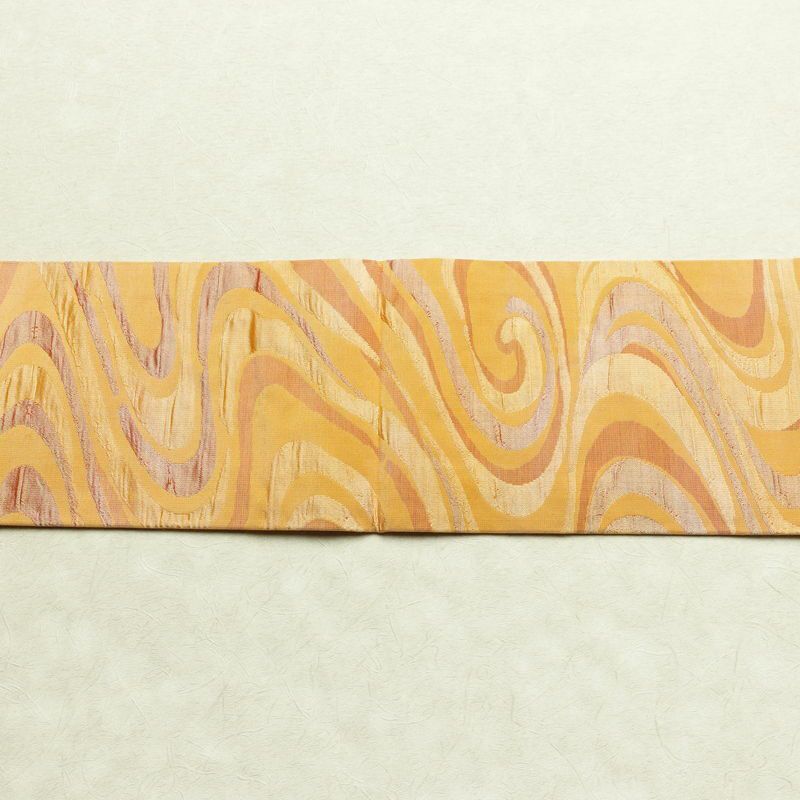 名古屋帯 六通柄 正絹 流水・波柄 名古屋仕立て 帯 橙_画像11