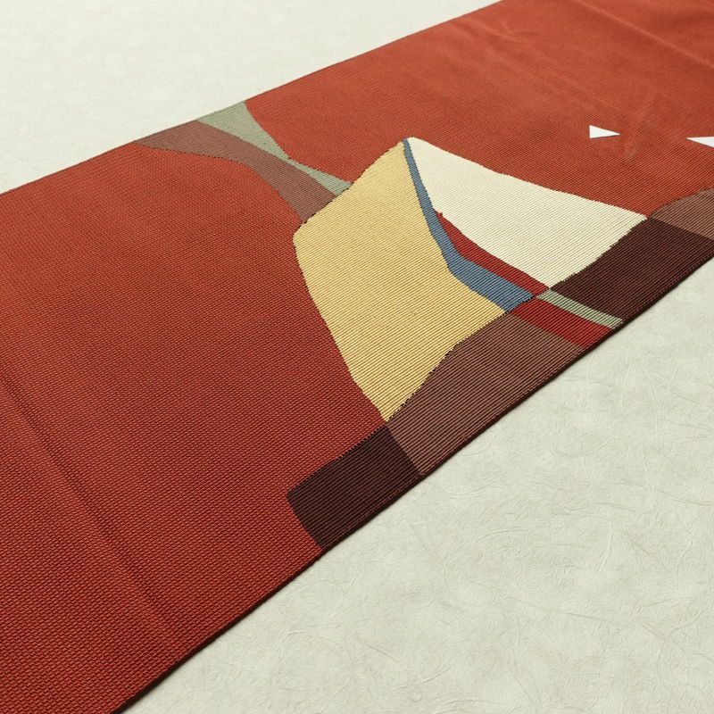 名古屋帯 太鼓柄 正絹 幾何学柄・抽象柄 松葉仕立て 帯 橙_画像11