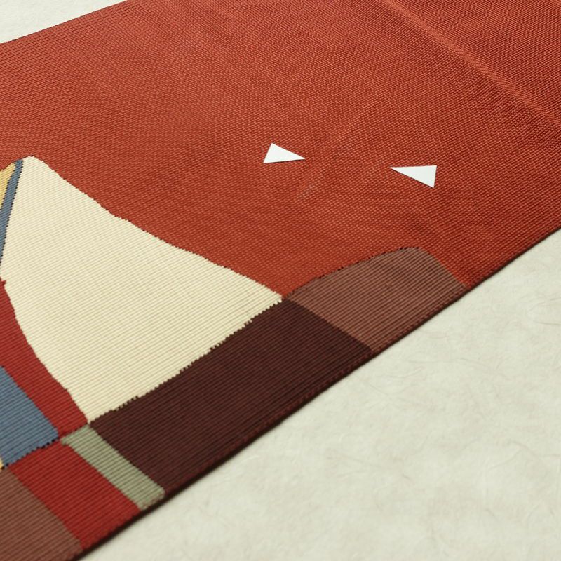 名古屋帯 太鼓柄 正絹 幾何学柄・抽象柄 松葉仕立て 帯 橙_画像13