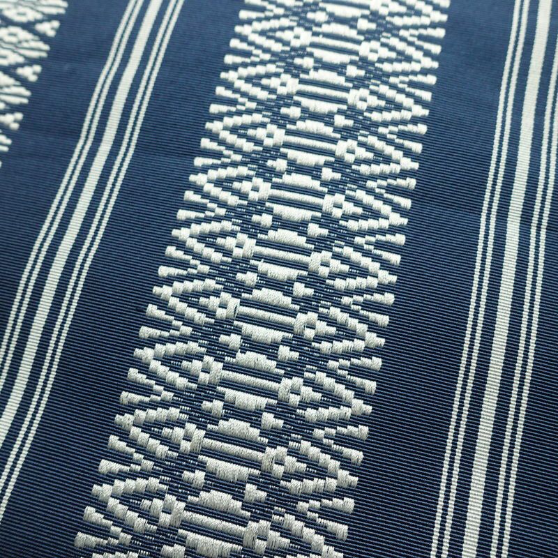 名古屋帯 献上柄 全通柄 正絹 縞柄・線柄 松葉仕立て 帯 青・紺_画像3