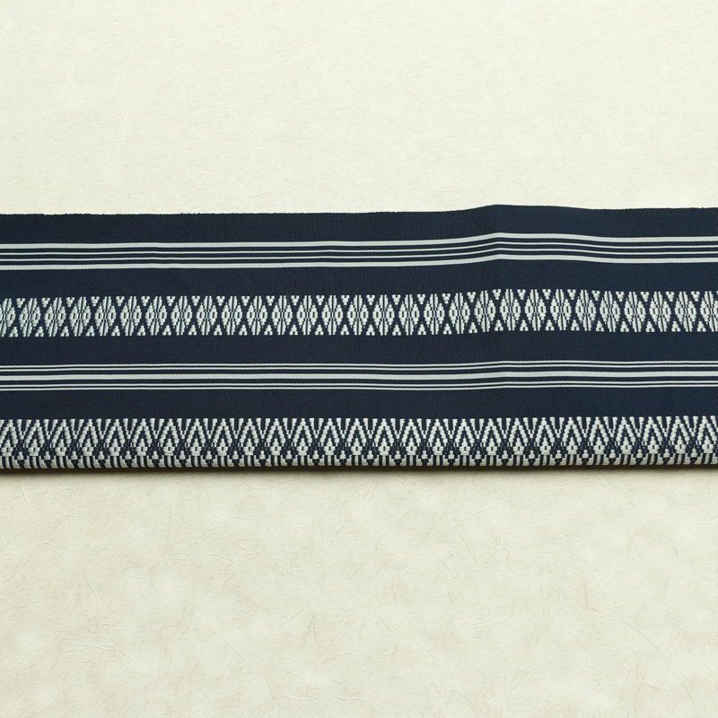 名古屋帯 献上柄 全通柄 正絹 縞柄・線柄 松葉仕立て 帯 青・紺_画像14