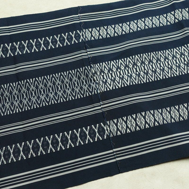 名古屋帯 献上柄 全通柄 正絹 縞柄・線柄 松葉仕立て 帯 青・紺_画像15