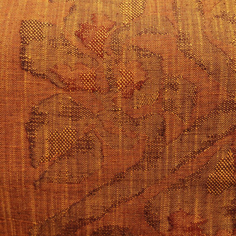 名古屋帯 六通柄 良品 正絹 木の葉・植物柄 松葉仕立て 帯 紬地 橙_画像2