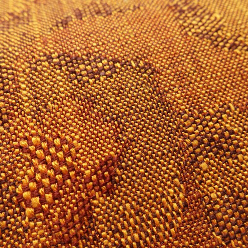 名古屋帯 六通柄 良品 正絹 木の葉・植物柄 松葉仕立て 帯 紬地 橙_画像5