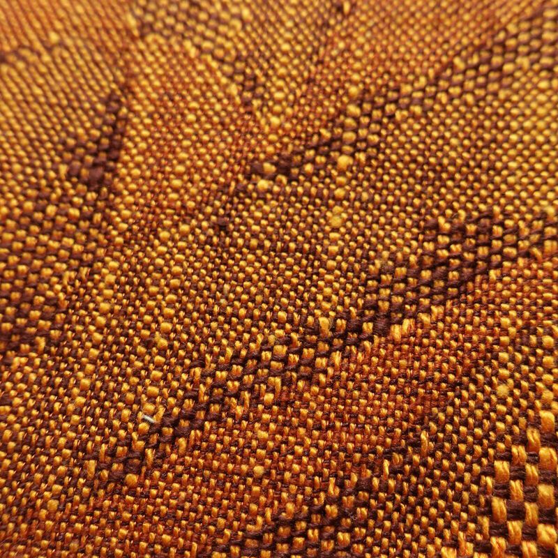 名古屋帯 六通柄 良品 正絹 木の葉・植物柄 松葉仕立て 帯 紬地 橙_画像6