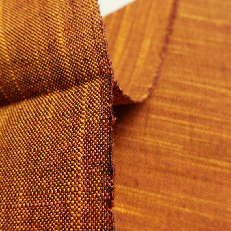 名古屋帯 六通柄 良品 正絹 木の葉・植物柄 松葉仕立て 帯 紬地 橙_画像16