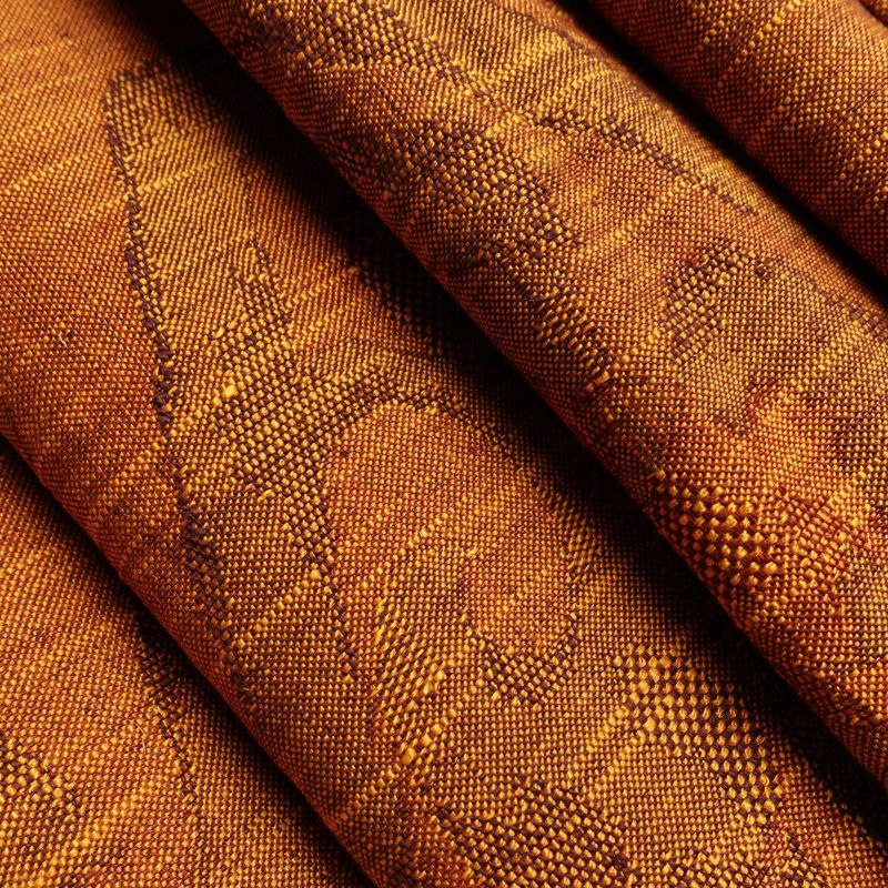 名古屋帯 六通柄 良品 正絹 木の葉・植物柄 松葉仕立て 帯 紬地 橙_画像19