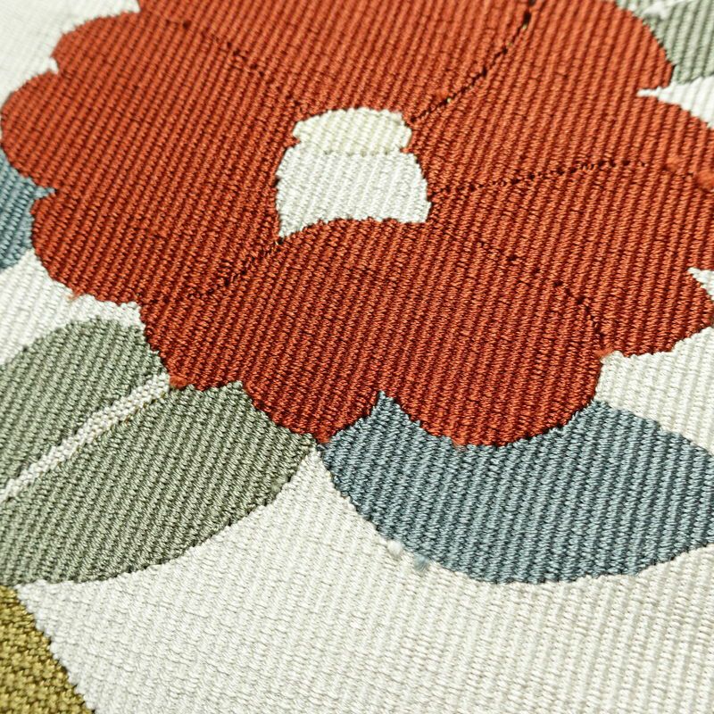 名古屋帯 太鼓柄 正絹 花柄 名古屋仕立て 帯 黄・黄土色_画像3