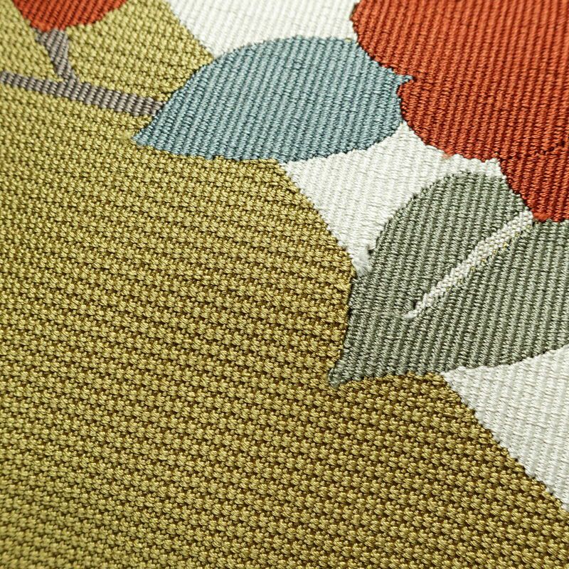 名古屋帯 太鼓柄 正絹 花柄 名古屋仕立て 帯 黄・黄土色_画像6