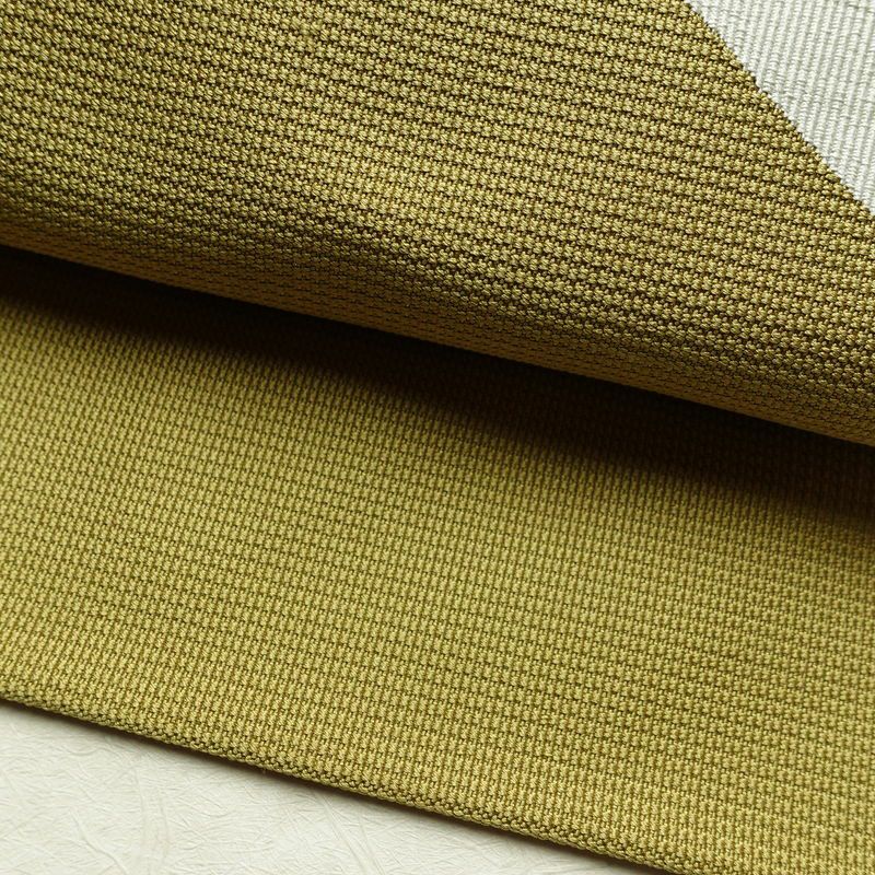 名古屋帯 太鼓柄 正絹 花柄 名古屋仕立て 帯 黄・黄土色_画像8