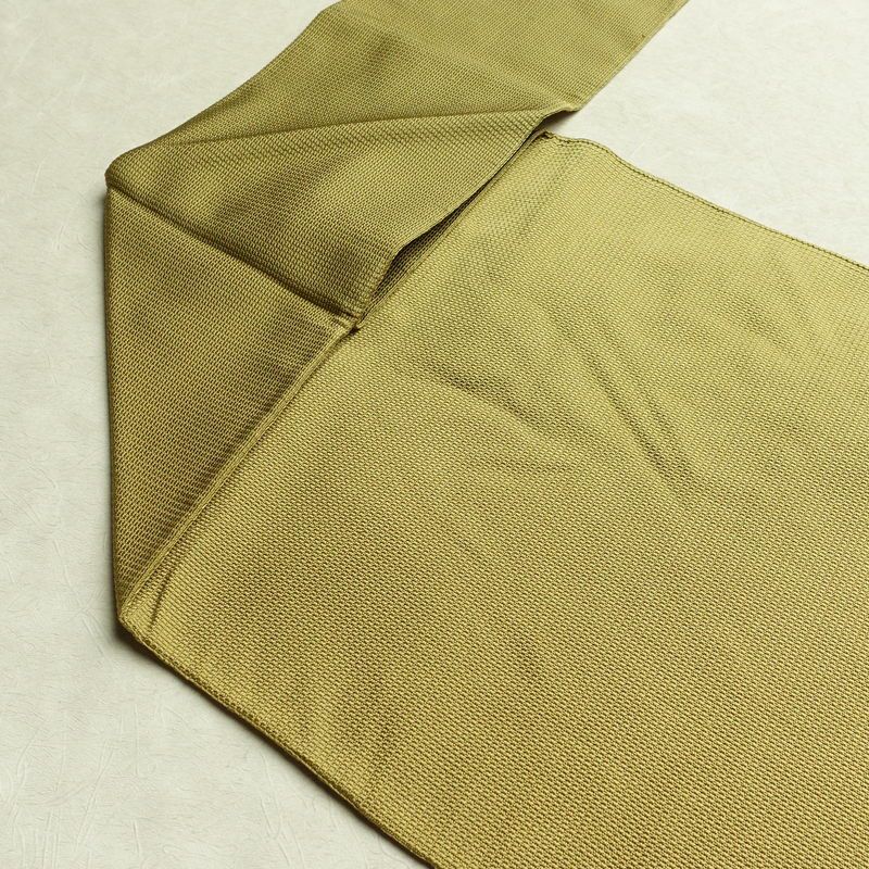 名古屋帯 太鼓柄 正絹 花柄 名古屋仕立て 帯 黄・黄土色_画像18