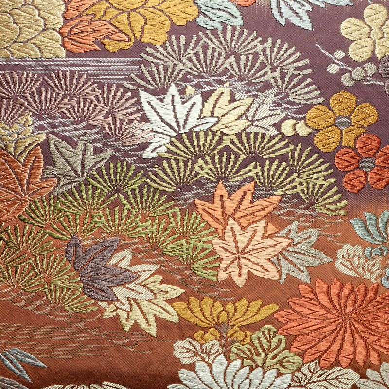 袋帯 六通柄 フォーマル用 正絹 木の葉・植物柄 帯 入学式 卒業式 結婚式 多色使い_画像2