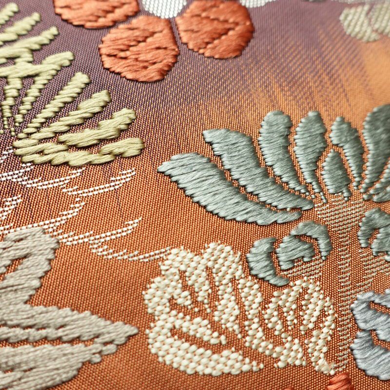 袋帯 六通柄 フォーマル用 正絹 木の葉・植物柄 帯 入学式 卒業式 結婚式 多色使い_画像4