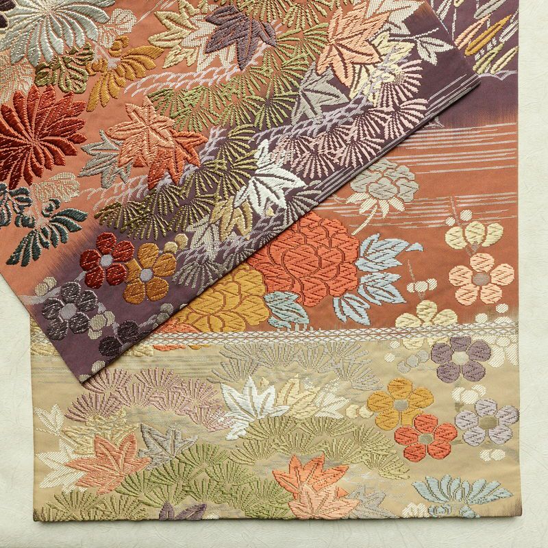 袋帯 六通柄 フォーマル用 正絹 木の葉・植物柄 帯 入学式 卒業式 結婚式 多色使い_画像11