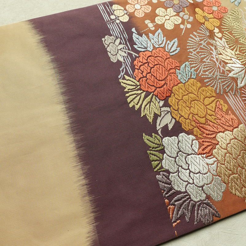 袋帯 六通柄 フォーマル用 正絹 木の葉・植物柄 帯 入学式 卒業式 結婚式 多色使い_画像14