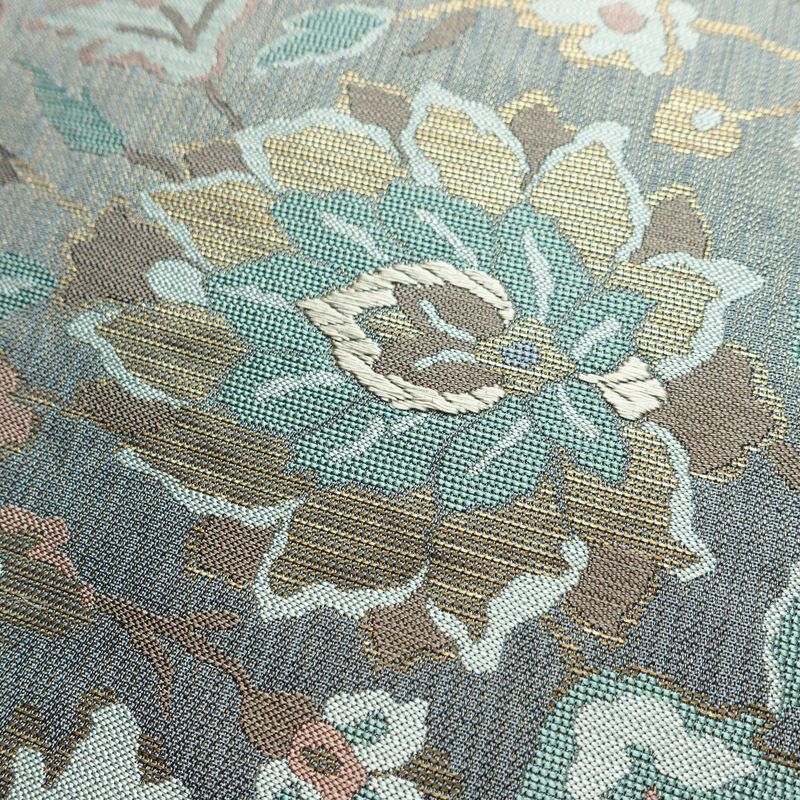 袋帯 六通柄 良品 フォーマル用 正絹 花柄 金通し 帯 入学式 卒業式 結婚式 青・紺_画像3