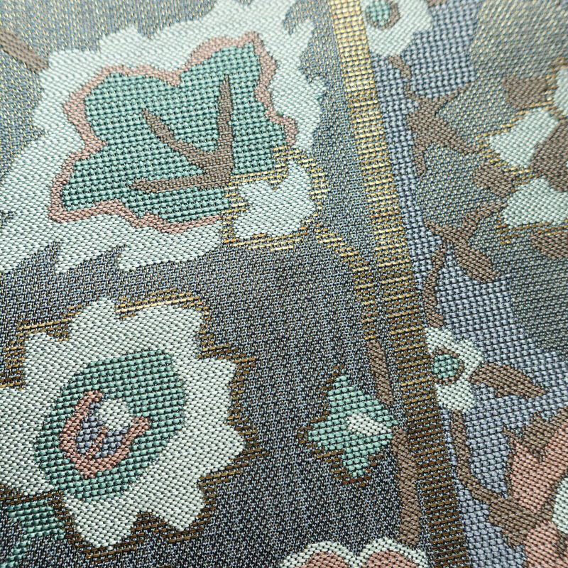 袋帯 六通柄 良品 フォーマル用 正絹 花柄 金通し 帯 入学式 卒業式 結婚式 青・紺_画像4