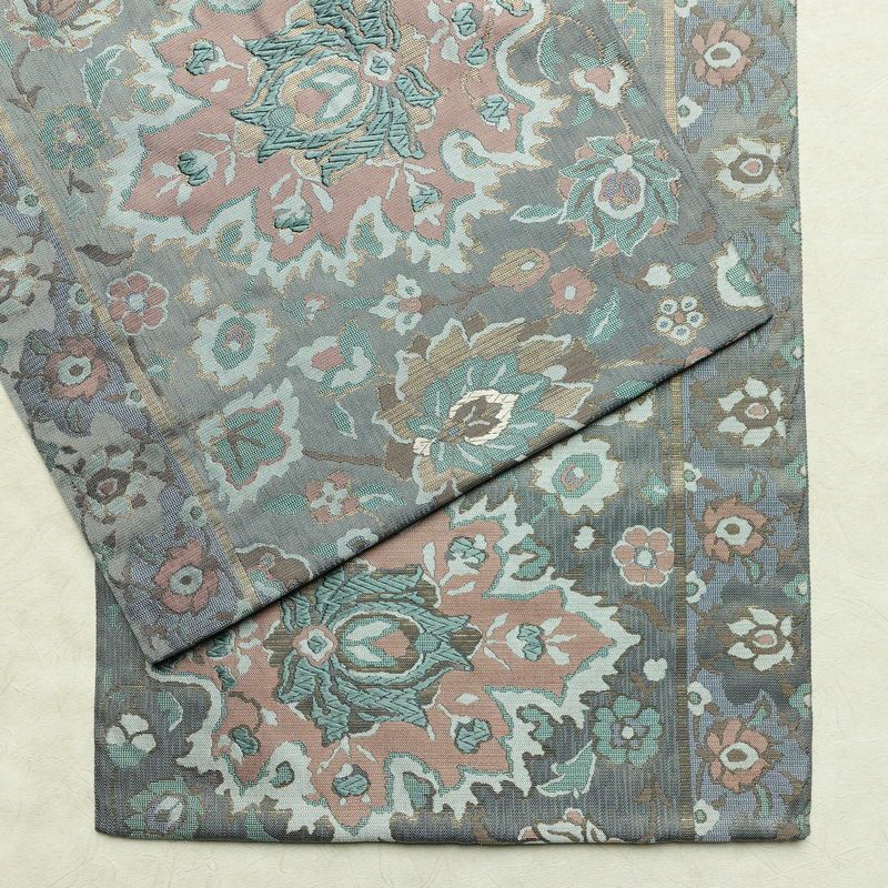 袋帯 六通柄 良品 フォーマル用 正絹 花柄 金通し 帯 入学式 卒業式 結婚式 青・紺_画像14