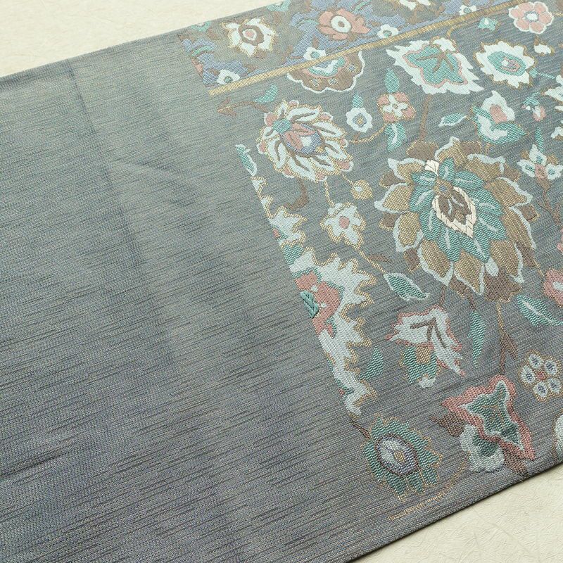袋帯 六通柄 良品 フォーマル用 正絹 花柄 金通し 帯 入学式 卒業式 結婚式 青・紺_画像17