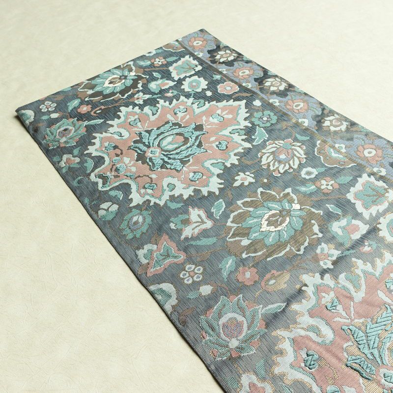 袋帯 六通柄 良品 フォーマル用 正絹 花柄 金通し 帯 入学式 卒業式 結婚式 青・紺_画像18