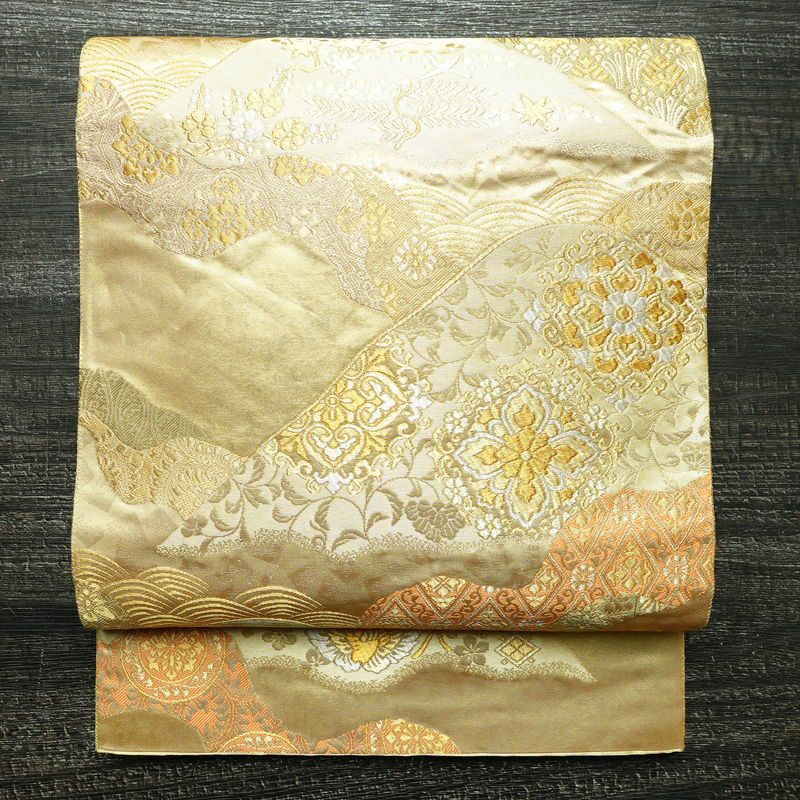 袋帯 六通柄 フォーマル用 正絹 幾何学柄・抽象柄 箔 帯 入学式 卒業式 結婚式 金・銀_画像1