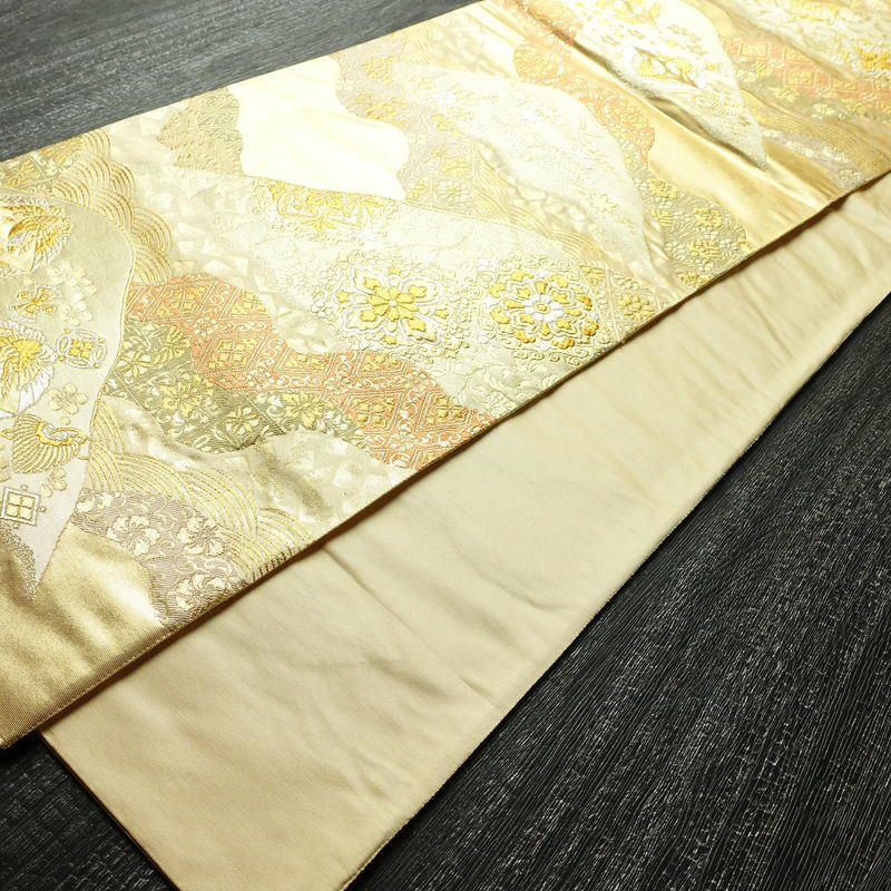 袋帯 六通柄 フォーマル用 正絹 幾何学柄・抽象柄 箔 帯 入学式 卒業式 結婚式 金・銀_画像7
