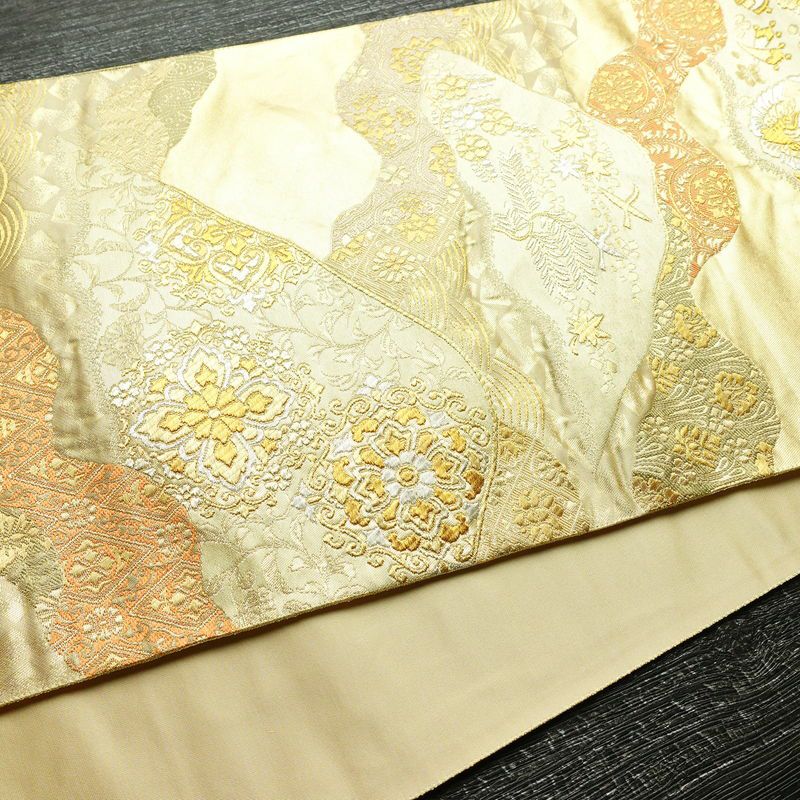 袋帯 六通柄 フォーマル用 正絹 幾何学柄・抽象柄 箔 帯 入学式 卒業式 結婚式 金・銀_画像10