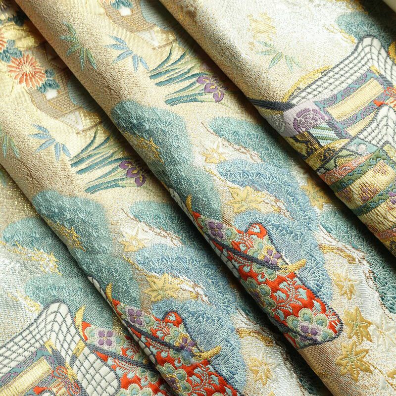 袋帯 嘉祥御車文 六通柄 フォーマル用 正絹 古典柄 箔 金糸 銀糸 帯 入学式 卒業式 結婚式 多色使い_画像21