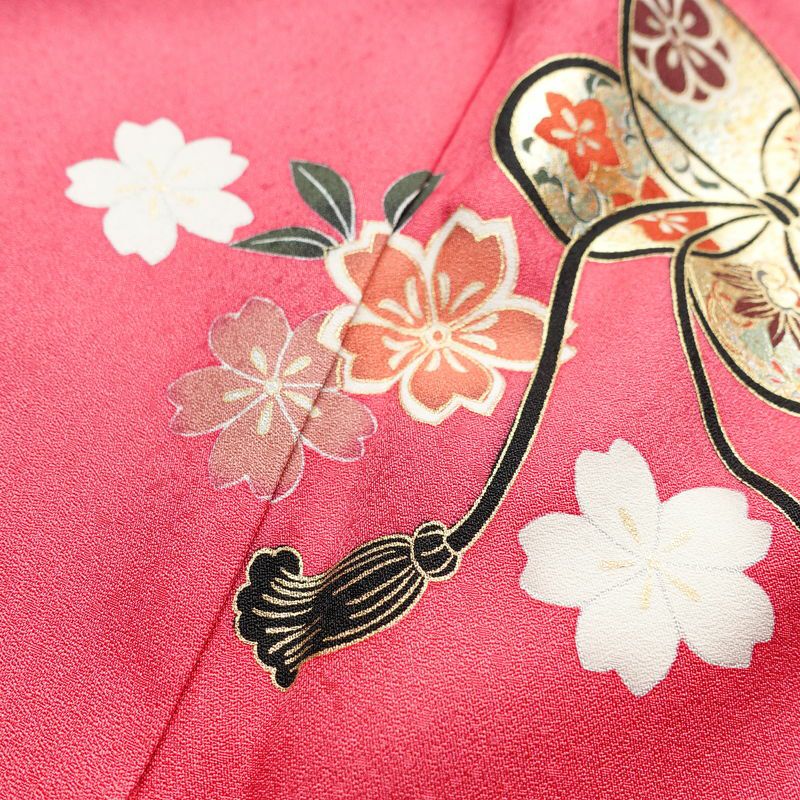 振袖 良品 ふき綿仕立て 金駒刺繍 正絹 古典柄 袷仕立て 身丈163.5cm 裄丈70.5cm 箔 金彩 着物 成人式 二十歳 ピンク_画像16