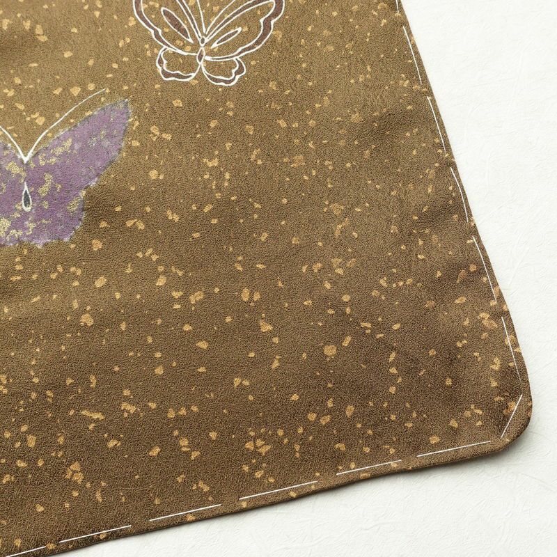 付け下げ 良品 しつけ糸付き 正絹 蝶・昆虫柄 袷仕立て 身丈171cm 裄丈69.5cm 箔 フォーマル 着物 入学式 卒業式 黄・黄土色_画像15