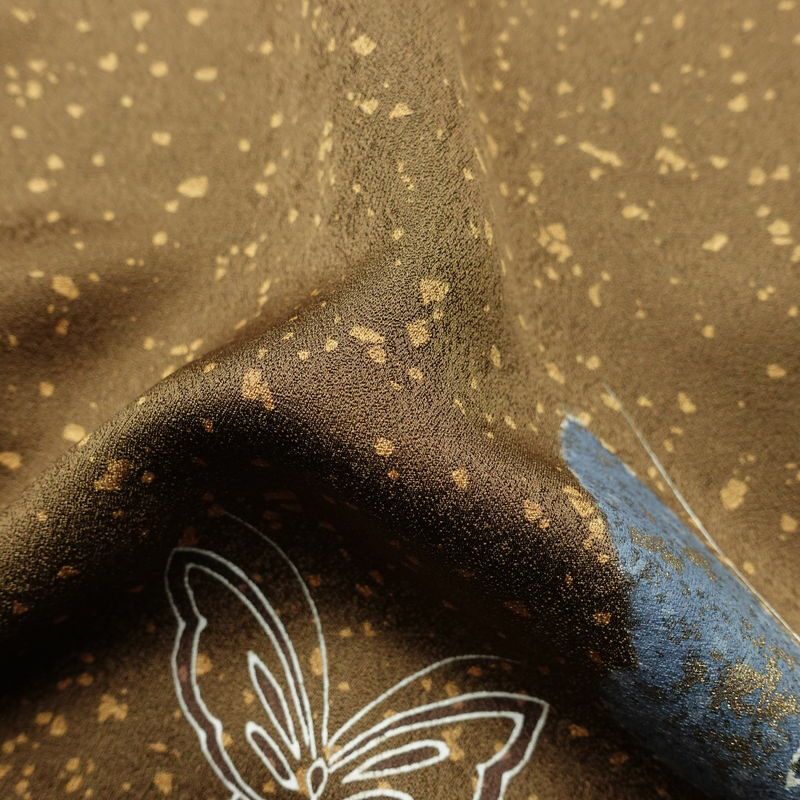 付け下げ 良品 しつけ糸付き 正絹 蝶・昆虫柄 袷仕立て 身丈171cm 裄丈69.5cm 箔 フォーマル 着物 入学式 卒業式 黄・黄土色_画像21