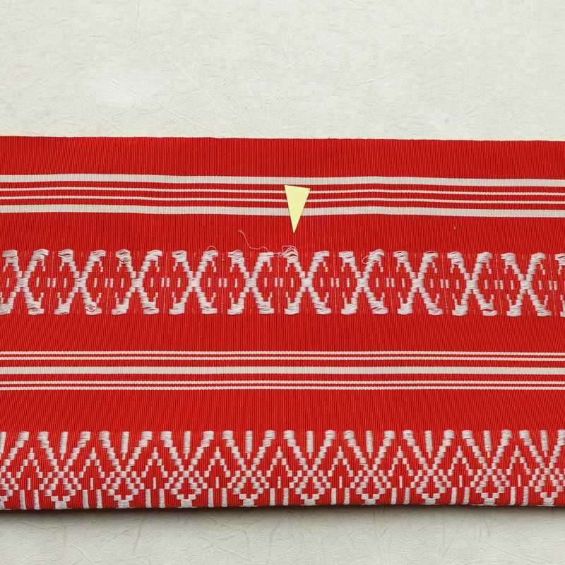 名古屋帯 全通柄 正絹 献上柄 縞柄・線柄 通し仕立て 帯 赤・朱_画像17