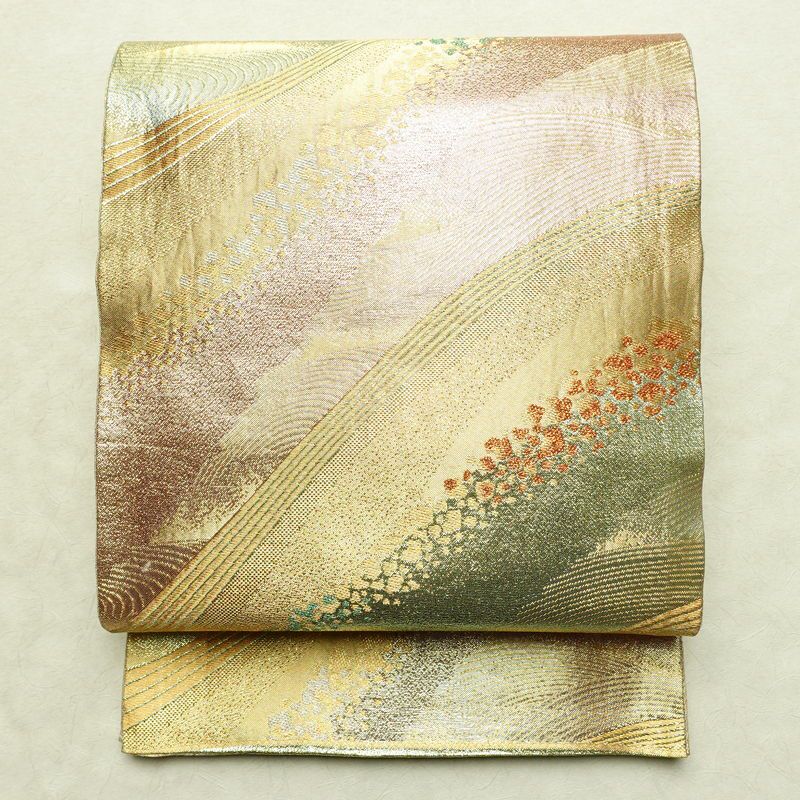 袋帯 六通柄 正絹 流水・波柄 入学式 卒業式 結婚式 金・銀_画像1