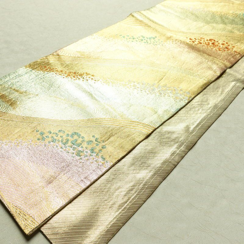 袋帯 六通柄 正絹 流水・波柄 入学式 卒業式 結婚式 金・銀_画像10